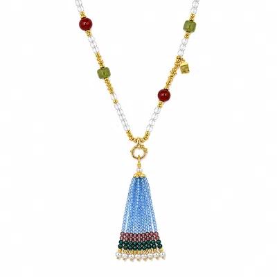 Ormiro Women's Devi Clear Quartz Convertible Tassel Necklace In Yellow
