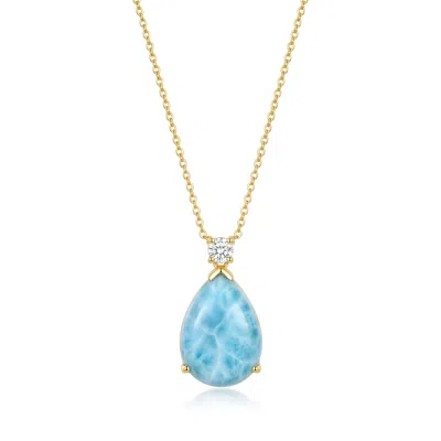 Ormiro Women's Gold Mermaid's Tear Larimar Necklace In Blue
