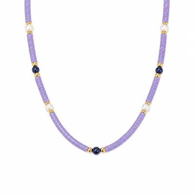 Ormiro Women's Iris Agate, Lapis Lazuli & Pearl Necklace In Blue