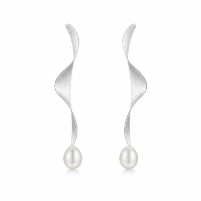 Ormiro Women's Moontide Sterling Silver Pearl Drop Earrings