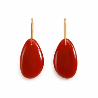 Ormiro Women's Navajo Red Agate Gold Vermeil Earrings