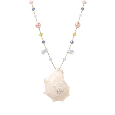 Ormiro Women's Ocean Song Shell & Pearl Necklace In Gold