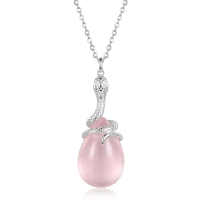 Ormiro Women's Pink Kundalini Snake Rose Quartz Necklace