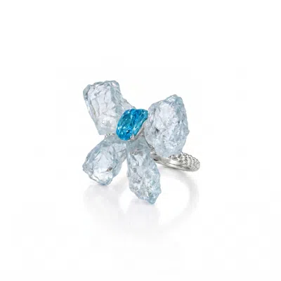 Ormiro Women's Psyche Aquamarine & Blue Apatite Butterfly Ring