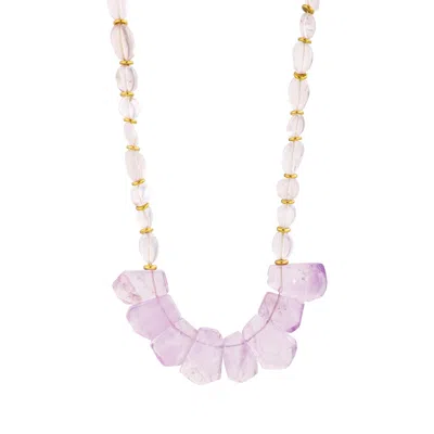 Ormiro Women's Purple Ibiza Amethyst & Clear Quartz Beaded Statement Necklace