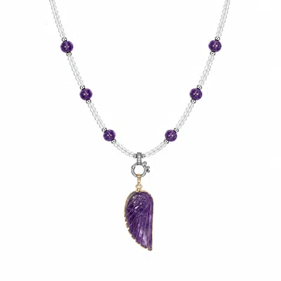 Ormiro Women's Purple Lilith Amethyst Wing Necklace
