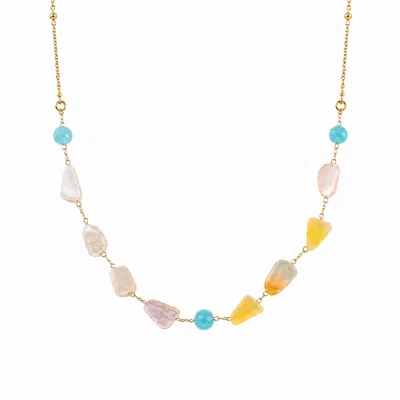 Ormiro Women's Seabreeze Shell & Amazonite Necklace In Gold