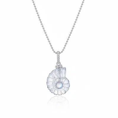 Ormiro Women's Seadream Crystal & Moonstone Conch Shell Silver Pendant In Metallic