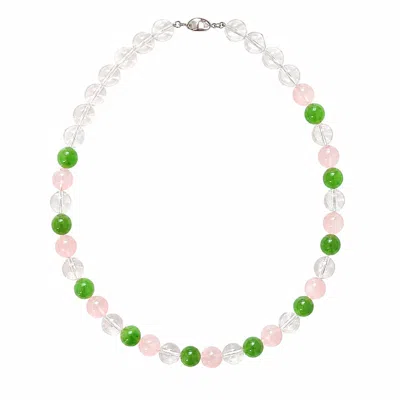 Ormiro Women's Secret Garden Rose Quartz & Crystal Beaded Necklace In Green