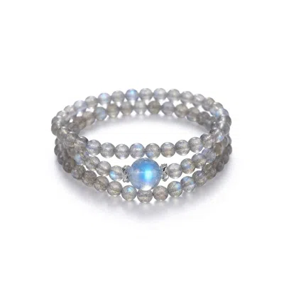 Ormiro Women's Selene Gray Moonstone & Aquamarine Wrap Bracelet In Multi