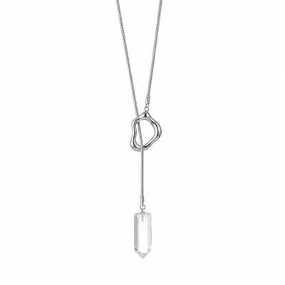 Ormiro Women's Silver Aether Clear Quartz Crystal & Titanium Steel Lariat Necklace In Metallic