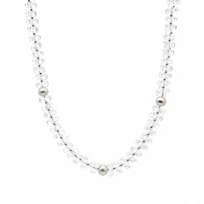 Ormiro Women's Silver Elara Clear Quartz Beaded Necklace