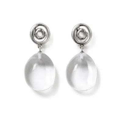 Ormiro Women's Silver Vortex Clear Quartz Crystal Spiral Earrings