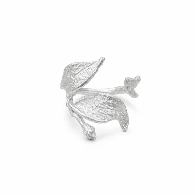 Ormiro Women's Silver Wind Leaf Sterling Silver Ring