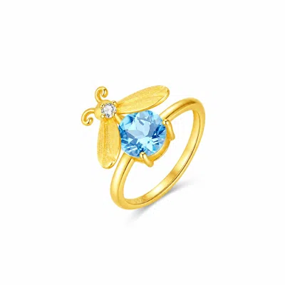 Ormiro Women's Summer Firefly Blue Topaz Gold Vermeil Ring