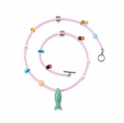 Ormiro Women's Summertime Aventurine Fish Necklace In Multi