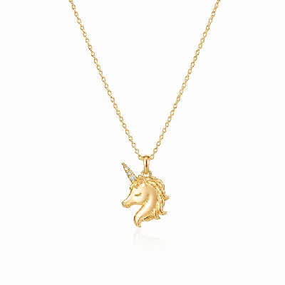 Ormiro Women's Unicorn Necklace In Solid Gold & Diamonds