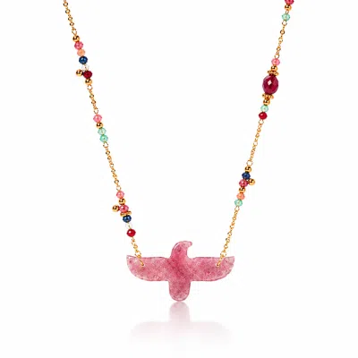 Ormiro Women's Wildwing Strawberry Quartz Eagle Necklace In Red