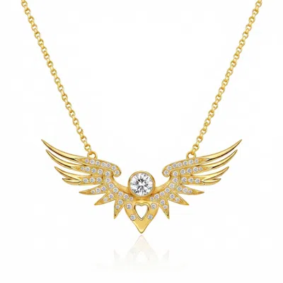 Ormiro Women's Winged Heart Necklace In Solid Gold & Diamonds - Heirloom Edition