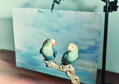 Ornament Art Blue The Lovebirds Giclée Photo Print