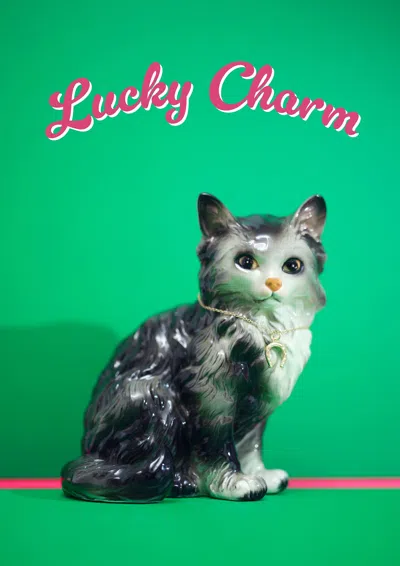 Ornament Art Green / Red Lucky Charm Cat Giclée Photo Print