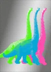Ornament Art Pink / Purple / Blue Marching Dinos, Neon Pop Giclée Photo Print