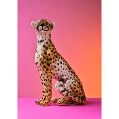 Ornament Art Seated Cheetah Pink Clash Giclée Photo Print.  A One Size