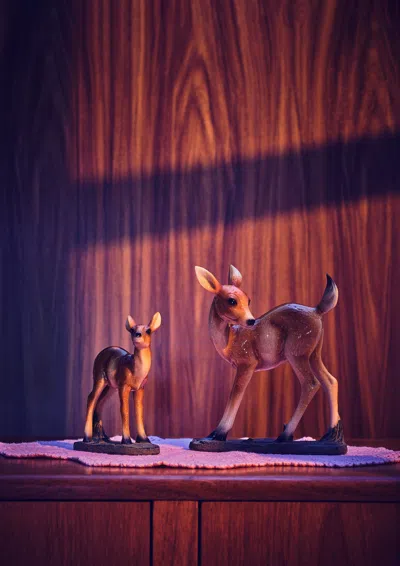 Ornament Art Yellow / Orange Nana's House, Deer In The Early Light Giclée Photo Print