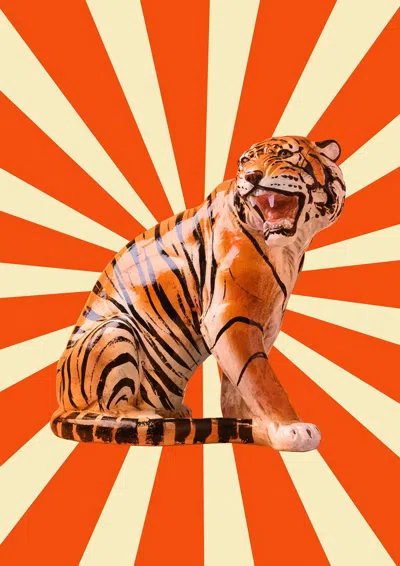 Ornament Art Yellow / Orange / Red Circus Tiger Giclée Photo Print