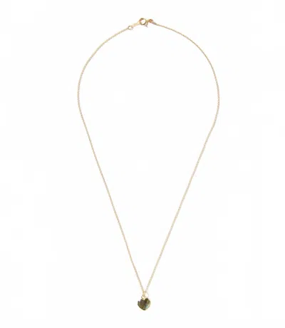 Ornamental Things Heart Charm Necklace In Labradorite In Gold
