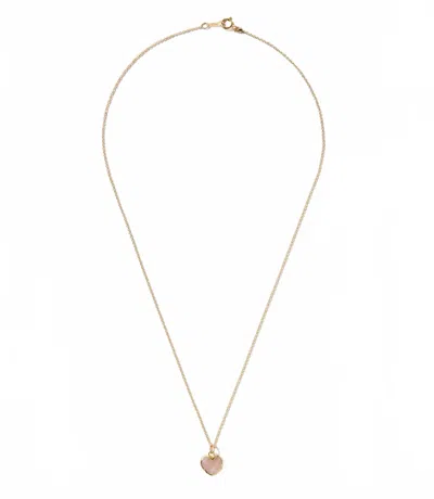 Ornamental Things Heart Charm Necklace In Pink In Gold
