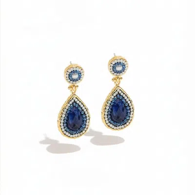 Ornare The Label Women's Gold Helen Earrings – Sapphire In Blue