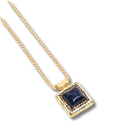Ornare The Label Women's Gold Maria Pendant Necklace - Lapis Lazuli In Blue