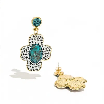 Ornare The Label Women's Gold Pippa Earrings - Turquoise In Green