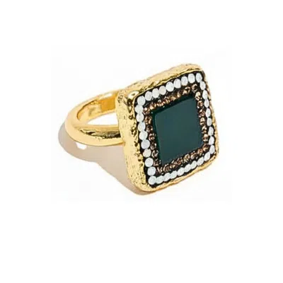Ornare The Label Women's Gold Stella Ring – Green Agate