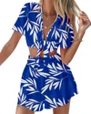 Orniya 2pc Blouse & Short Set In Blue