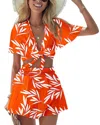 Orniya 2pc Blouse & Short Set In Orange