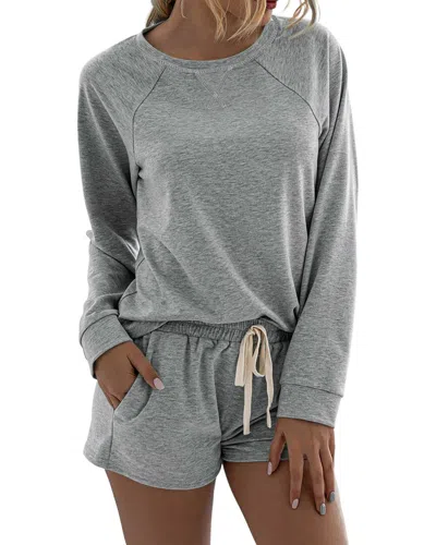 Orniya 2pc Blouse & Short Set In Gray