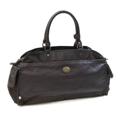 Pre-owned Orobianco Dark Brown Nylon Leather Boston Bag Tote Bag ()
