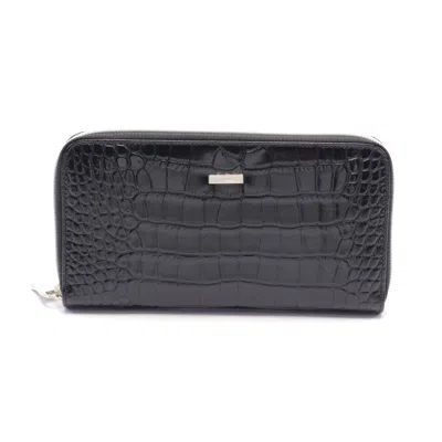Orobianco Round Zipper Long Wallet Leather In Black