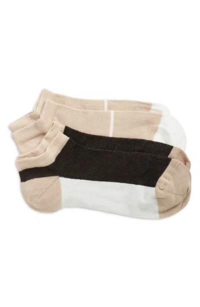 Oroblu Assorted 2-pack Colourblock Ankle Socks In Black/ Sand