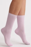 Oroblu Brilliant Metallic Rib Crew Socks In Pink