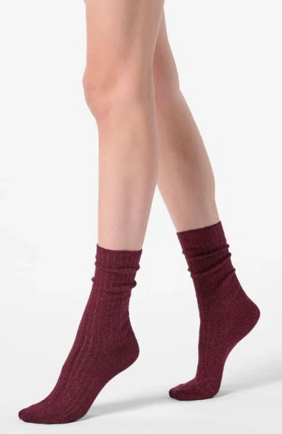 Oroblu Diamond Rib Crew Socks In Red