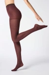 Oroblu Herringbone Opaque Tights In Brown