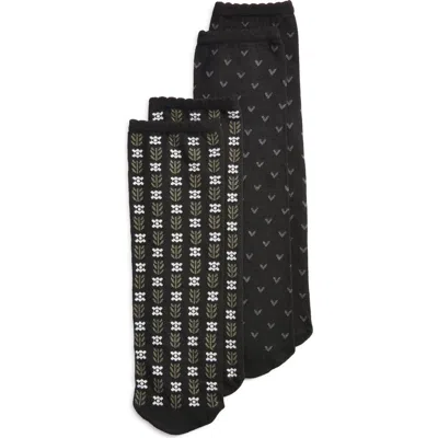 Oroblu Joyful Assorted 2-pack Crew Socks In Black
