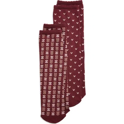Oroblu Joyful Assorted 2-pack Crew Socks In Burgundy