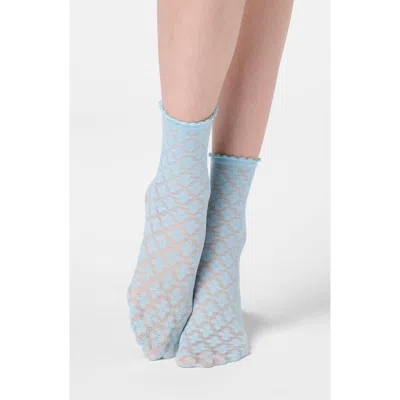 Oroblu Lace Crew Socks In Blue