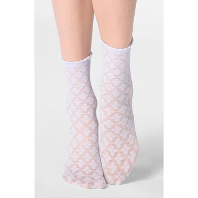 Oroblu Lace Crew Socks In Purple
