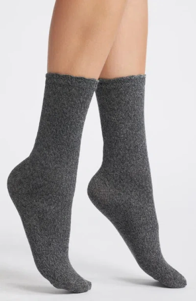 Oroblu Metallic Crew Socks In Grey Melange