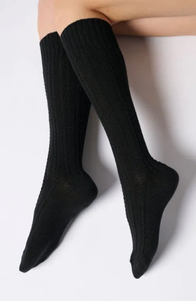 Oroblu Nancy Wool & Cashmere Blend Knee High Socks In Black